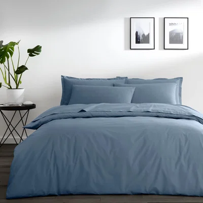 Dunelm Pure Cotton Duvet Cover Denim Blue