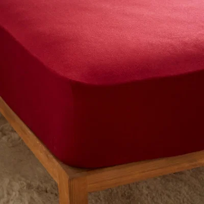 Dunelm Dorma Premium 100% Brushed Cotton 32cm Fitted Sheet Red