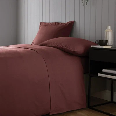 Dunelm Soft & Cosy Luxury Brushed Cotton Flat Sheet Red