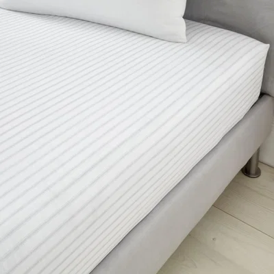 Dunelm Catherine Lansfield Ticking Striped Silver Fitted Sheet Silver