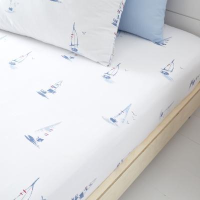 Dunelm Bianca Fine Linens Sailing Boats 100% Cotton Fitted Sheet Blue