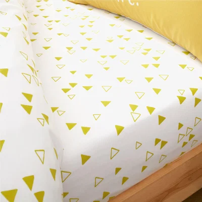 Dunelm Catherine Lansfield Geometric Yellow Fitted Sheet Yellow