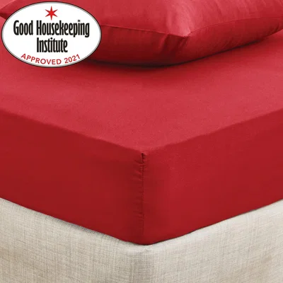 Dunelm Non Iron Plain Fitted Sheet Red