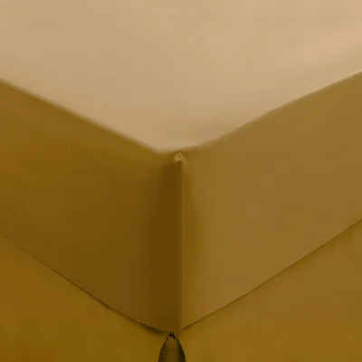 Dunelm Dorma 300 Thread Count 100% Cotton Sateen Plain Fitted Sheet Yellow