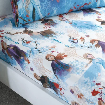 Dunelm Frozen 2 Multicoloured Fitted Sheet Blue, Red and White
