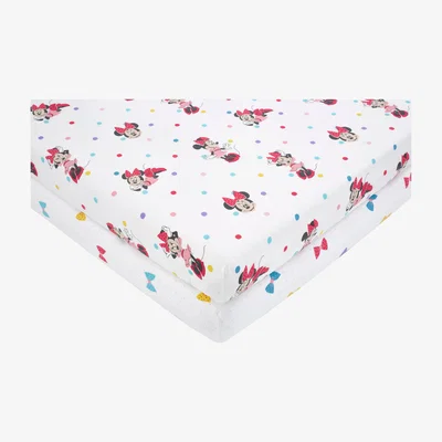 Dunelm Disney Minnie Mouse 100% Cotton Fitted Sheet Twin Pack MultiColoured