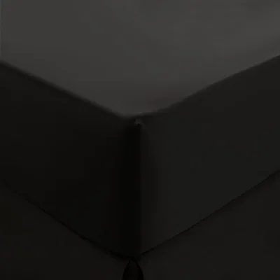 Dunelm Dorma 300 Thread Count 100% Cotton Sateen Plain Fitted Sheet Black