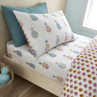 Dunelm Pineapple Elephant Ananas Pineapple 100% Cotton Fitted Sheet MultiColoured
