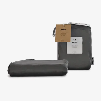 Dunelm Panda Bamboo Urban Grey Fitted Sheet Grey