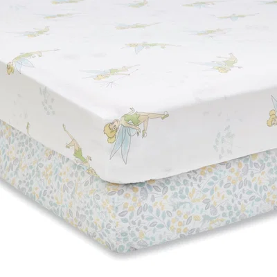 Dunelm Tinkerbell 100% Cotton Pack of 2 Fitted Sheets MultiColoured