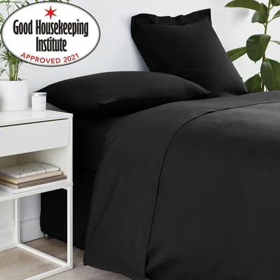 Dunelm Non Iron Plain Flat Sheet Black