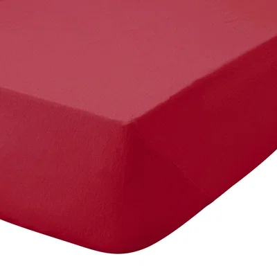 Dunelm Kids Non Iron Plain Dye Red 25cm Fitted Sheet Red