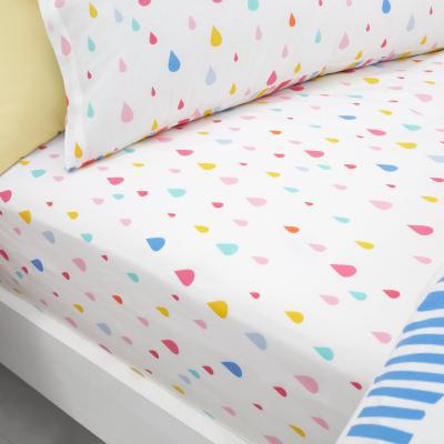 Dunelm Elements Rainbow Geometric 100% Cotton Fitted Sheet White, Blue and Pink