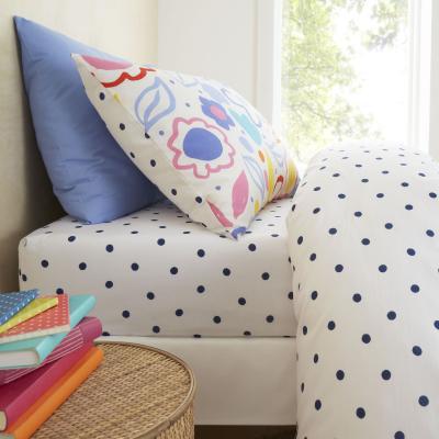Dunelm Pineapple Elephant Blomme Floral 100% Cotton Fitted Sheet Navy