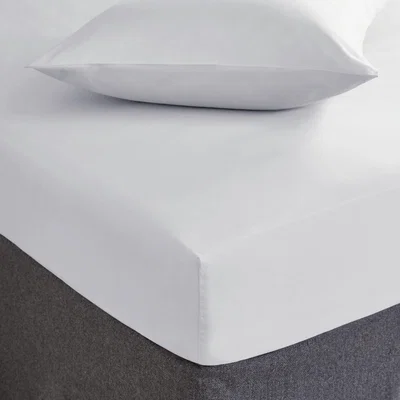 Dunelm Hotel Reed 100% Cotton Fitted Sheet White