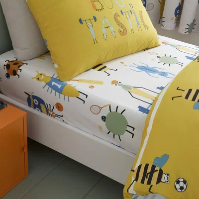 Dunelm Catherine Lansfield Bugtastic Fitted Sheet Yellow