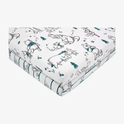 Dunelm Disney Winnie the Pooh 100% Cotton Fitted Sheet Twin Pack Natural (Grey)