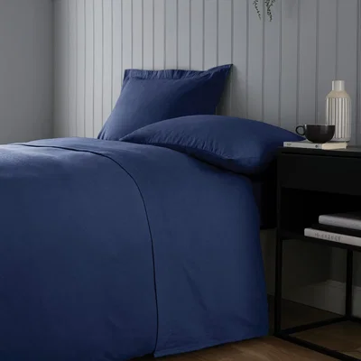 Dunelm Soft & Cosy Luxury Brushed Cotton Flat Sheet Navy