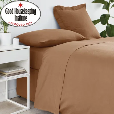 Dunelm Non Iron Plain Flat Sheet Brown
