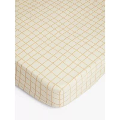 John Lewis Mother of Pearl Check Linen & Organic Cotton Fitted Sheet