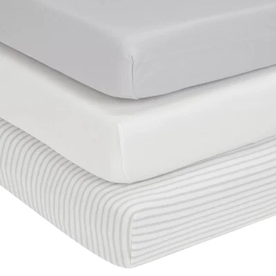 John Lewis John Lewis & Partners GOTS Organic Cotton Fitted Cotbed Sheet, Pack of 3, 70 x 140cm