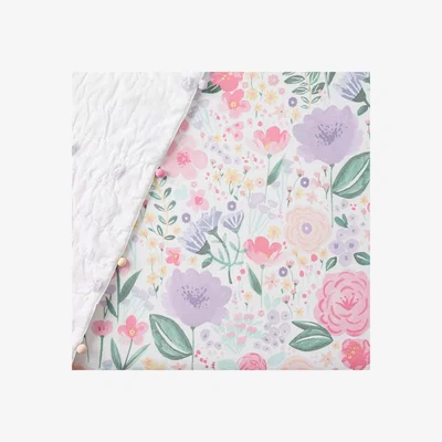 John Lewis Pottery Barn Kids Organic Cotton Floral Fitted Cotbed Sheet, 70 x 132cm, Multi