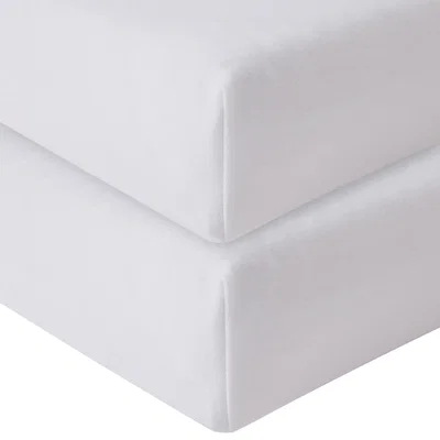 John Lewis John Lewis & Partners Organic Cotton Fitted Travel Cot Sheet, Pack of 2, White