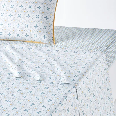 La Redoute Teyben Floral Cotton Percale Flat Sheet