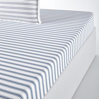 La Redoute Comporta Fitted Sheet in Nautical Striped Washed Cotton
