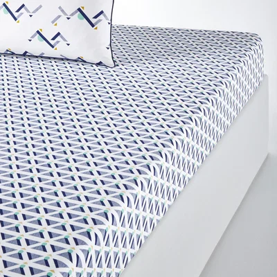La Redoute Liam Fitted Sheet in Geometric Print Cotton Percale