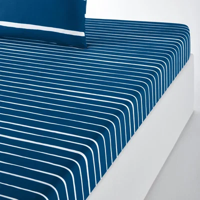 La Redoute Glenans Fitted Sheet in Nautical Striped Cotton