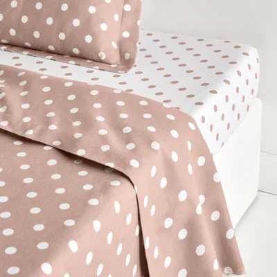 La Redoute Clarisse Flannel Flat Sheet in Polka Dot Print