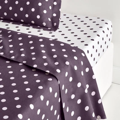 La Redoute Clarisse Flannel Flat Sheet in Polka Dot Print