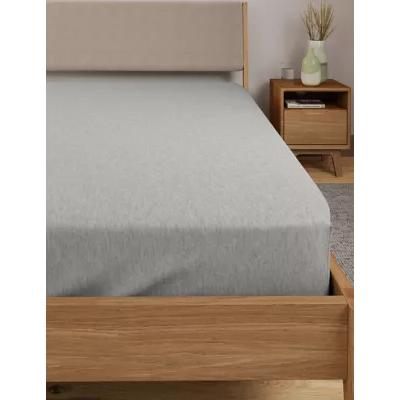 Marks & Spencer M&S Pure Cotton Deep Fitted Sheet - 5FT - Grey Marl, White,Grey Marl,Pink,Natural,Mid Blue