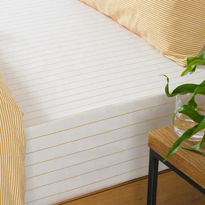 The Range Melange Striped Fitted Bed Sheet - Ochre / 1kg