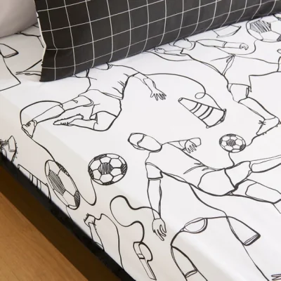 Dunelm Set of 2 Football Doodles Fitted Sheets