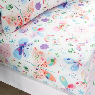 Dunelm Painted Butterfly Set of 2 Fitted Sheets