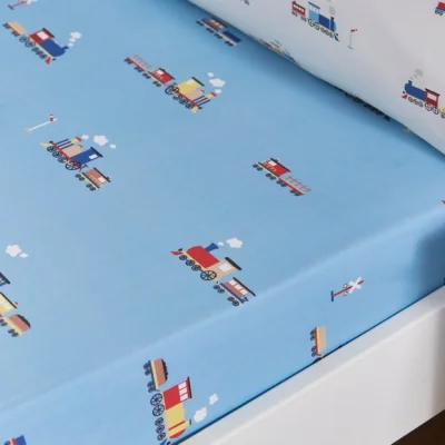 Dunelm Set of 2 Little Trains Fitted Sheets