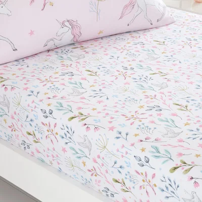 Dunelm Unicorn Enchanted Pack of 2 Fitted Sheets Pink/Green/White