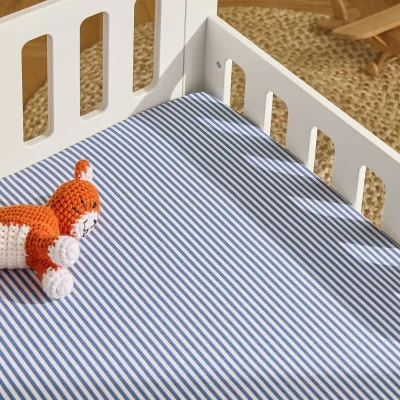 Habitat Habitat Kids Oxford Stripe Print Blue Fitted Sheet - Toddler