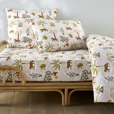 La Redoute Wila Child's Jungle Print Washed Cotton Fitted Sheet with 25cm Flap