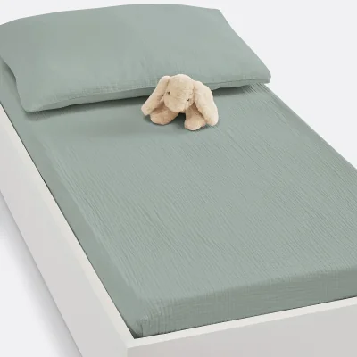 La Redoute Fitted Sheet For Cot in Plain Cotton Muslin, Kumla