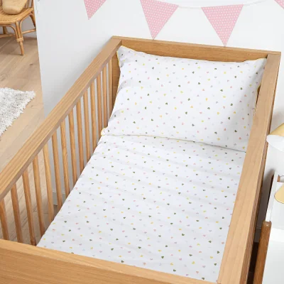La Redoute Scacco Heart Print Organic Cotton Baby's Fitted Sheet with 17cm Flap