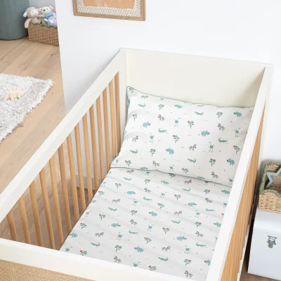 La Redoute Savane Animal Print Organic Cotton Children's Fitted Sheet with 17cm Flap
