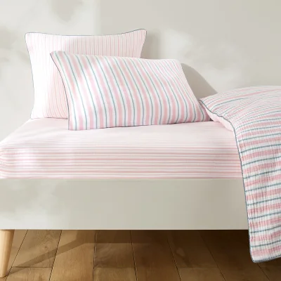 La Redoute Adèle Striped Cotton Muslin Children's Fitted Sheet with 25cm Flap