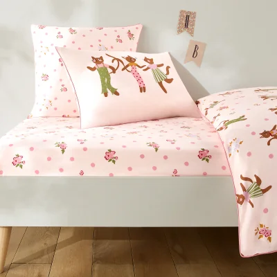 La Redoute Chats Fleuris Organic Cotton Fitted Sheet