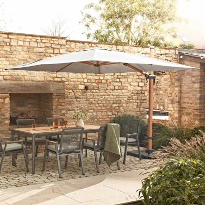 Atkin & Thyme Savannah 3m Wood-Effect Cantilever Parasol - Oak