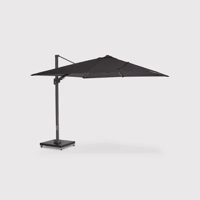 Barker and Stonehouse Lux Led Parasol & Base With Wheels, Grey | Barker & Stonehouse