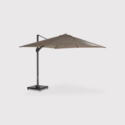 Barker and Stonehouse Lux Led Parasol & Base With Wheels, Neutral | Barker & Stonehouse