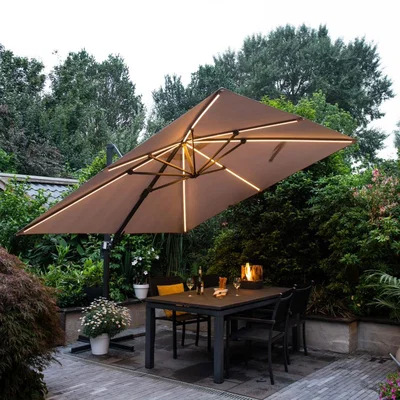 Barker and Stonehouse Lumen Parasol with Base, Dark Grey | Barker & Stonehouse